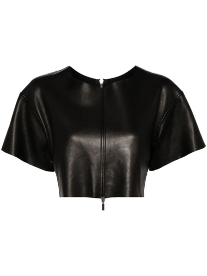 Cropped Leather T-Shirt