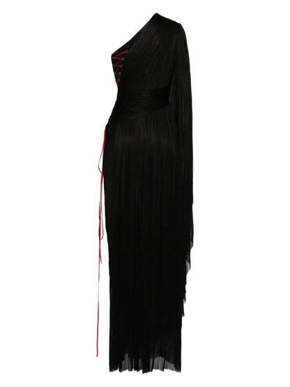 Draped One-Shoulder Maxi Dress