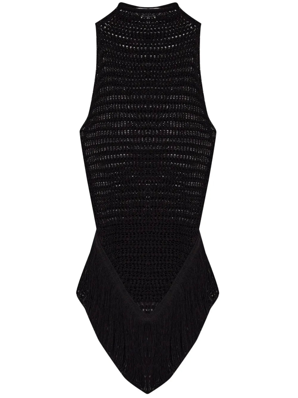 Fringed Crochet-Knit Top
