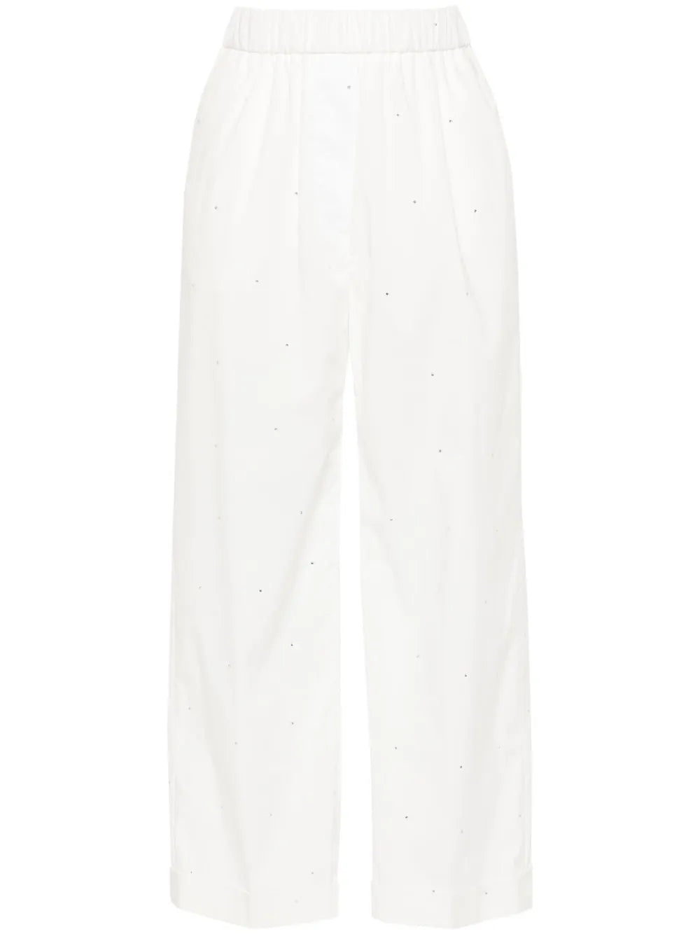 Rhinestone-Embellished Straight-Leg Trousers