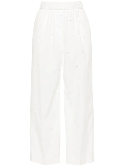 Rhinestone-Embellished Straight-Leg Trousers