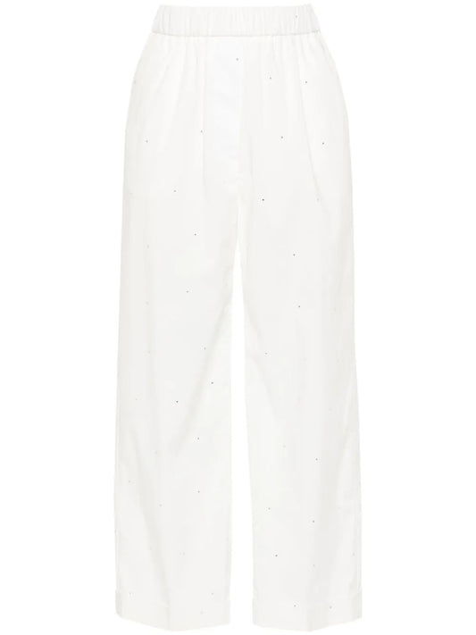 Rhinestone-Embellished Straight-Leg Trousers