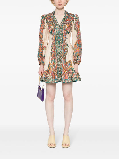 Ottie Plunge Linen Mini Dress