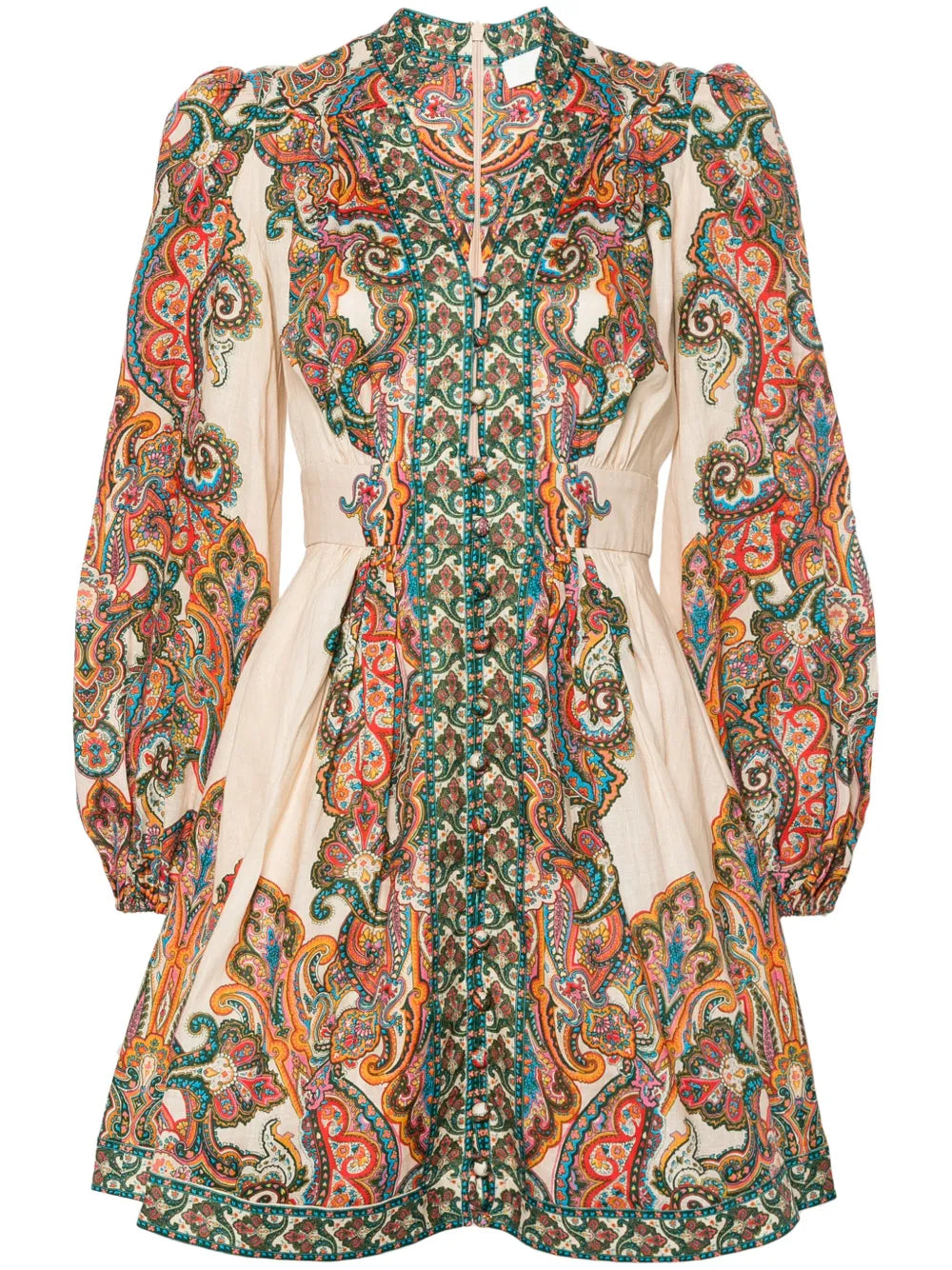 Ottie Plunge Linen Mini Dress