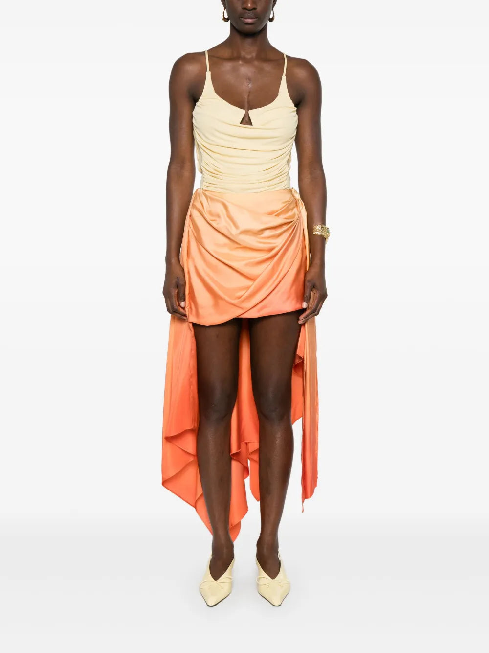 Ombré Draped Midi Skirt