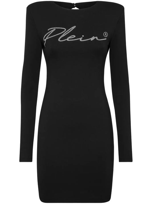 Crystal-Embellished Logo Minidress