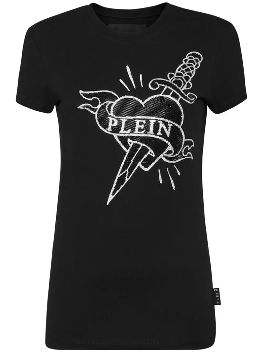 Logo-Crystal Cotton T-Shirt