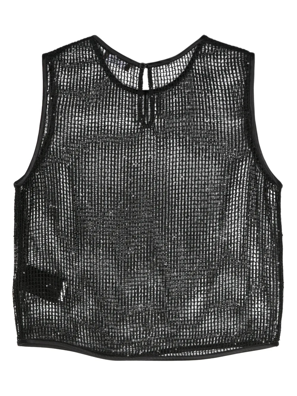 Sequinned Open-Knit Top