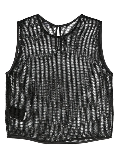 Sequinned Open-Knit Top