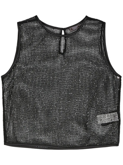 Sequinned Open-Knit Top