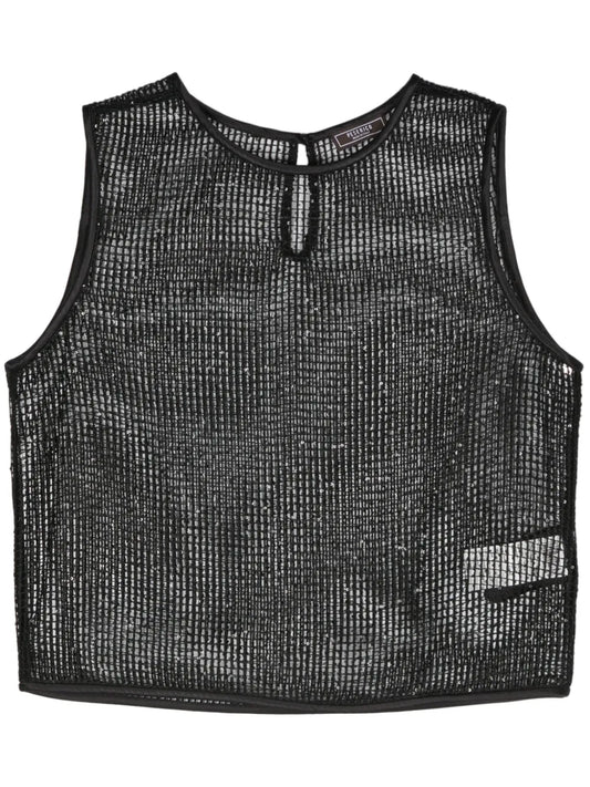 Sequinned Open-Knit Top