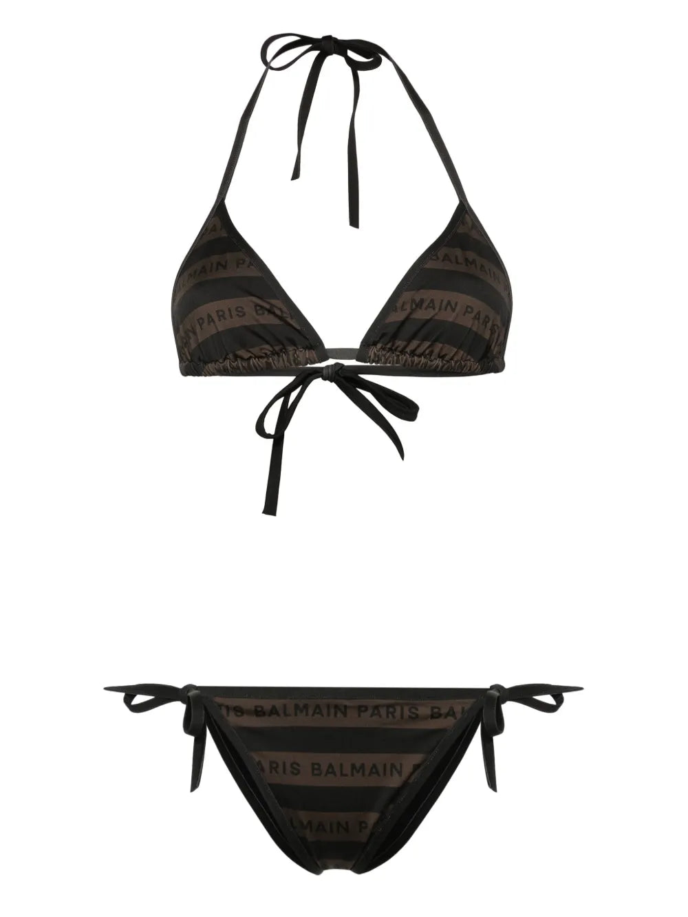 Logo-Print Striped Bikini