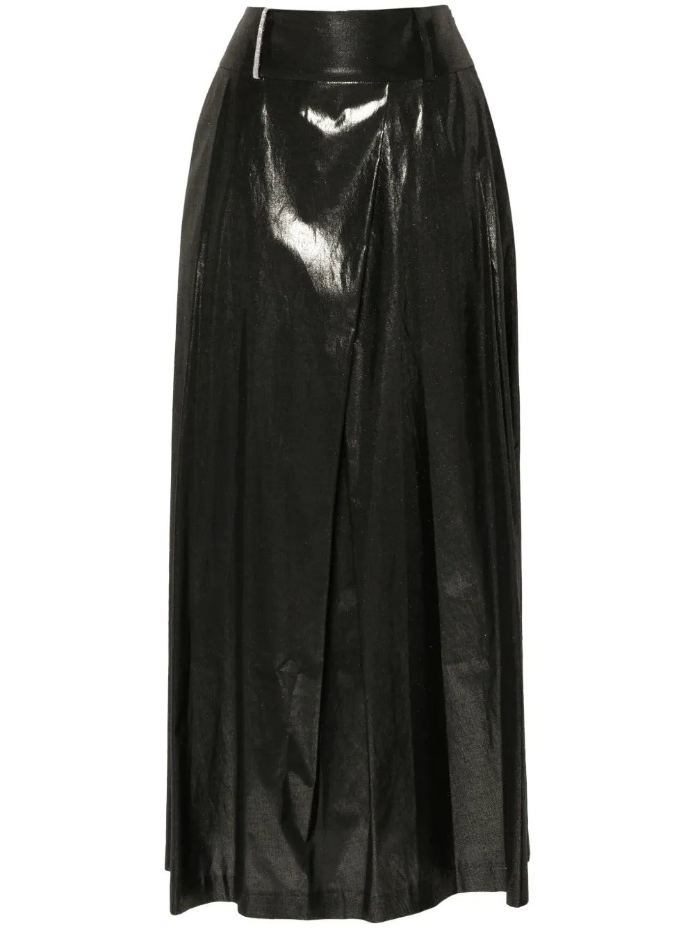 Laminated-Finish Midi Skirt
