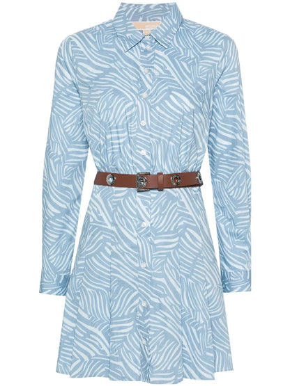 Zebra-Print Poplin Mini Dress
