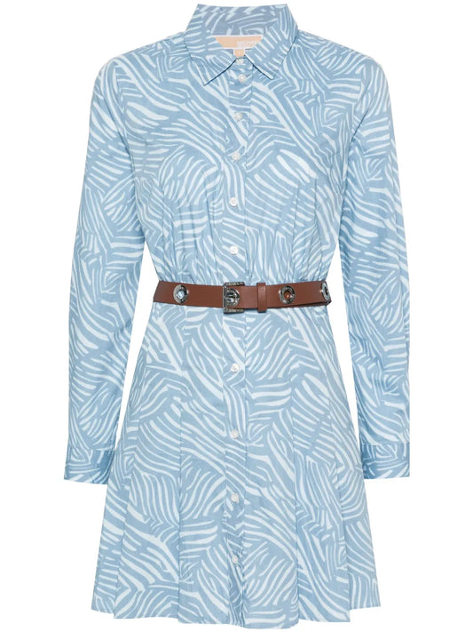 Zebra-Print Poplin Mini Dress