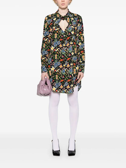 Heart Floral-Print Shirt Minidress