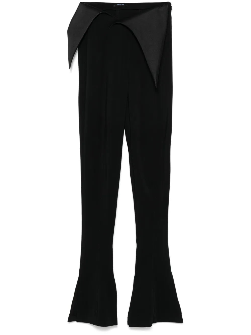 Satin-Waistband Flared Trousers