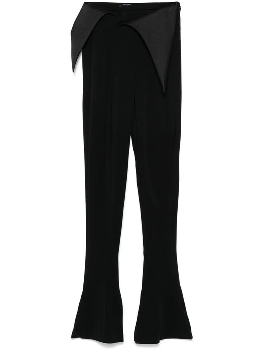 Satin-Waistband Flared Trousers