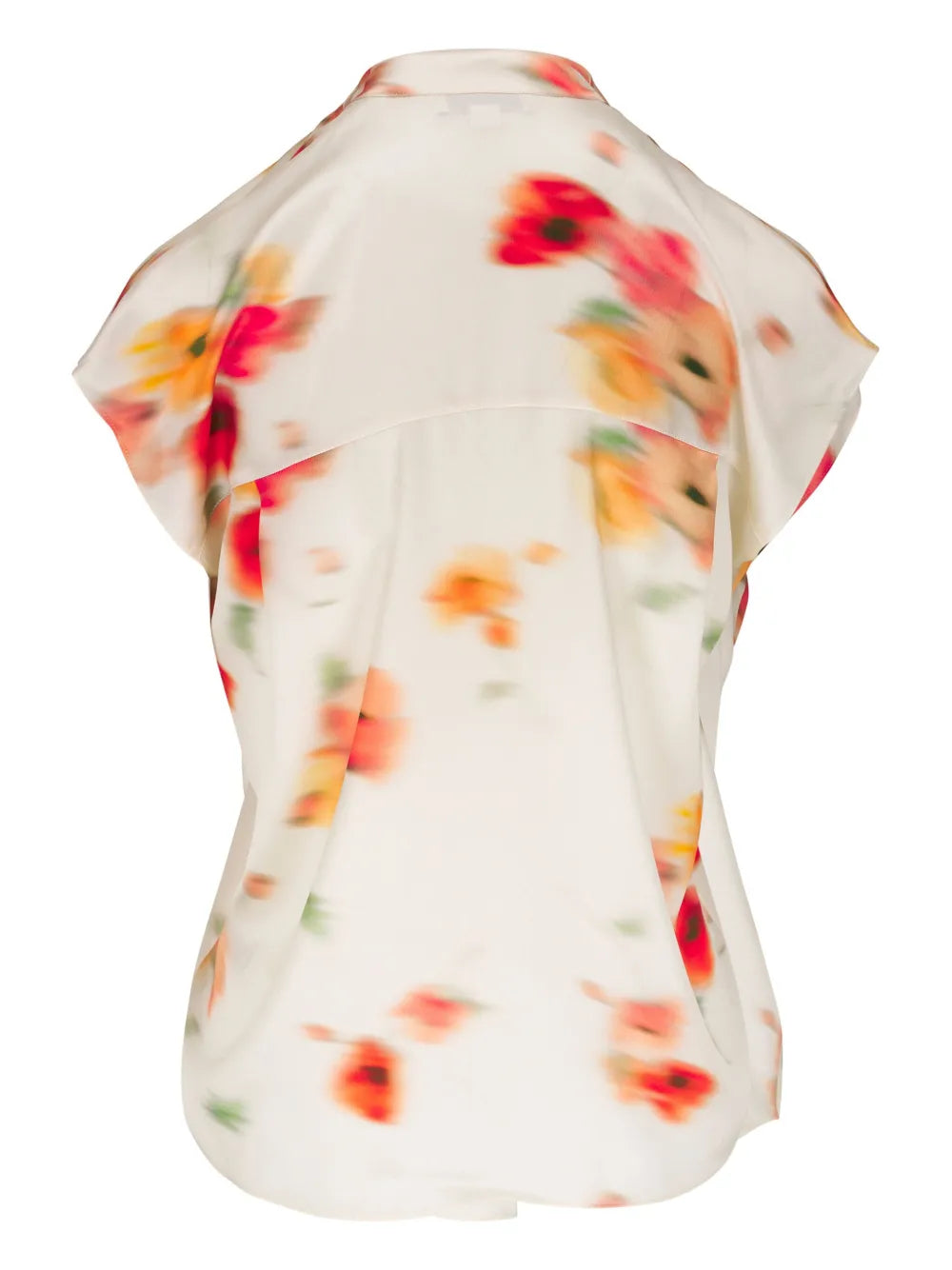 Floral-Print V-Neck Silk Blouse