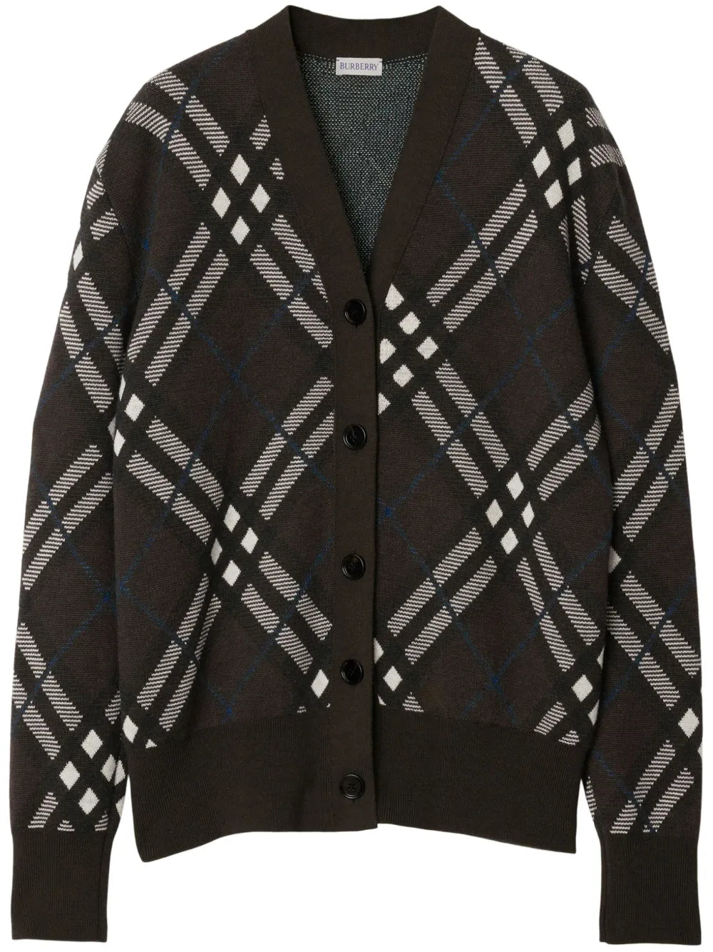 Check Wool Blend Cardigan