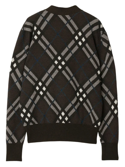 Check Wool Blend Cardigan