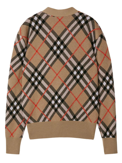 Check Wool-Blend Cardigan