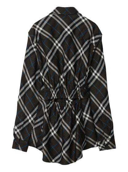 Check-Pattern Belted Shirt