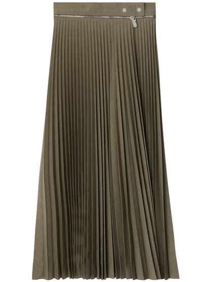 Fully-Pleated Wool-Blend Skirt