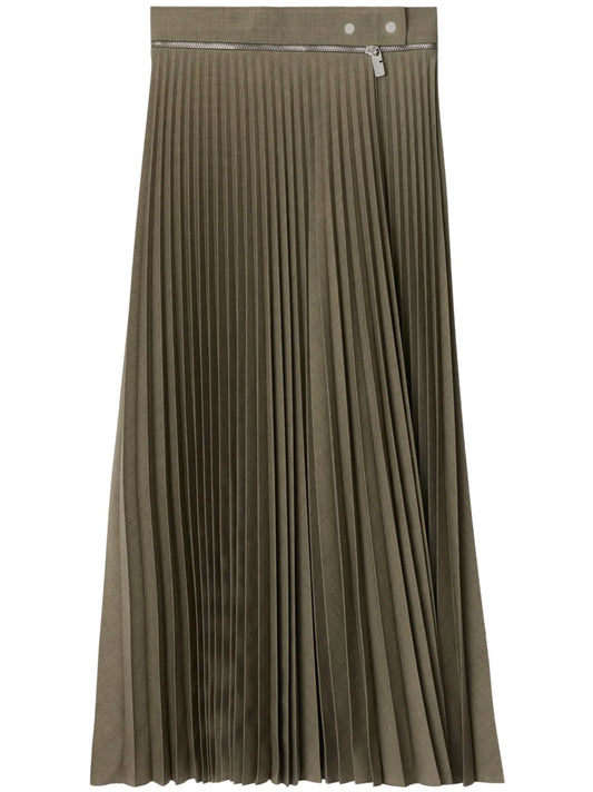 Fully-Pleated Wool-Blend Skirt