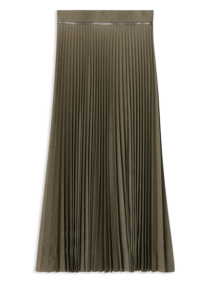 Fully-Pleated Wool-Blend Skirt