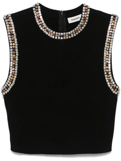 Crystal-Embellished Knitted Top