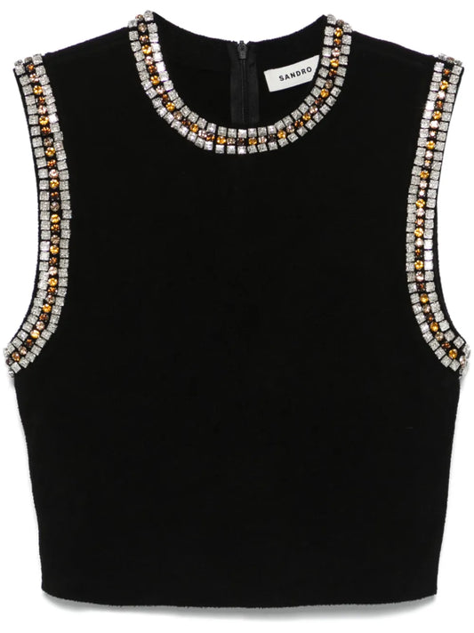 Crystal-Embellished Knitted Top