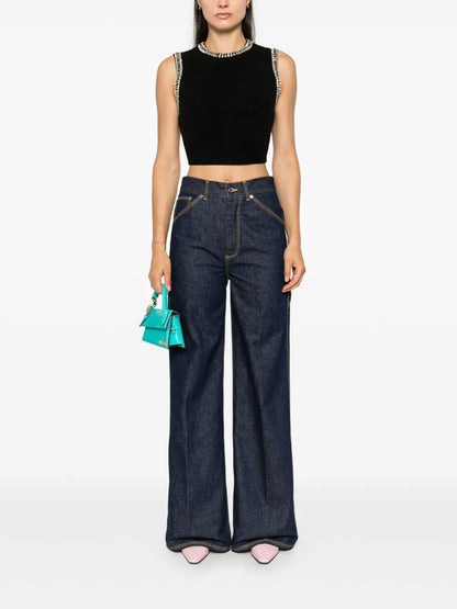 Crystal-Embellished Knitted Top