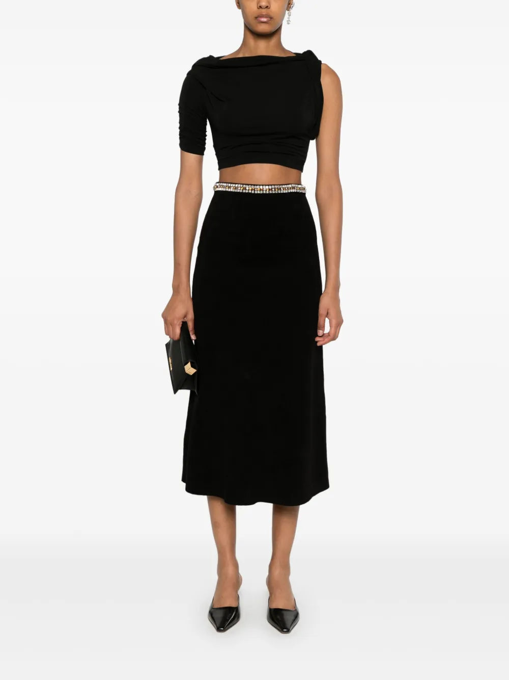 Crystal-Embellished Midi Skirt