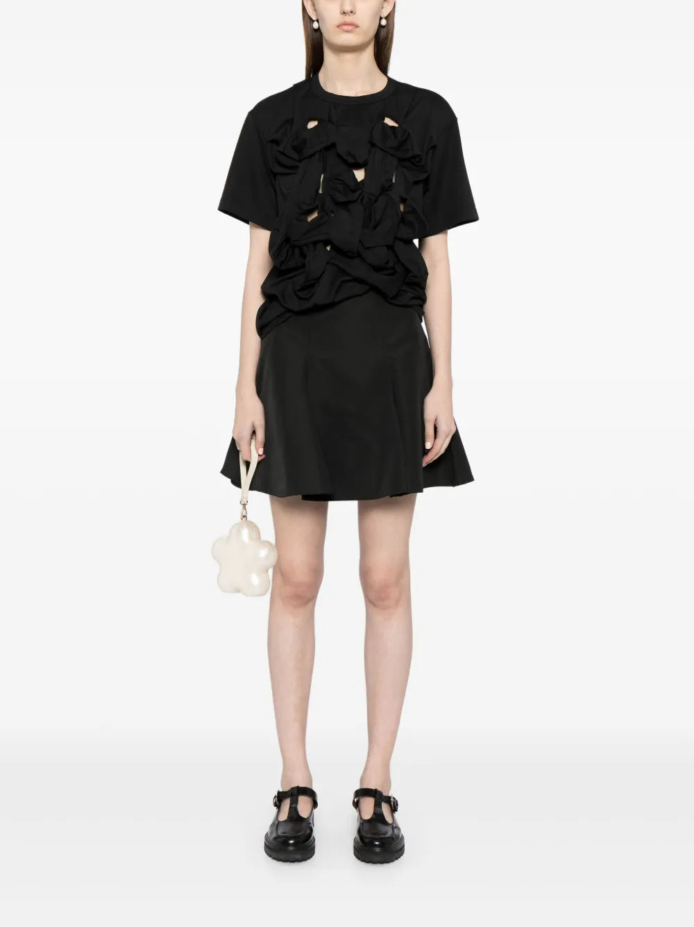 Gathered Cut-Out T-Shirt