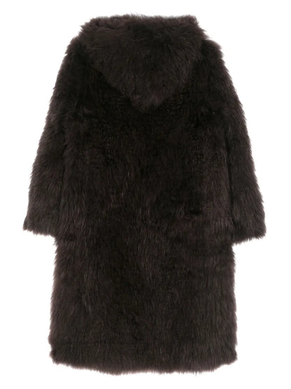 Press-Stud Shearling Coat