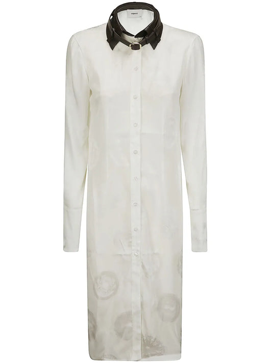 Collar-Detail Silk Dress