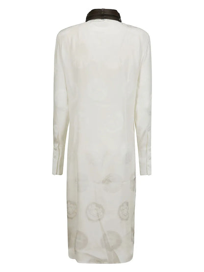 Collar-Detail Silk Dress
