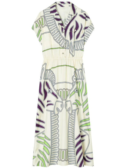 Printed Silk Twill Shirtdress