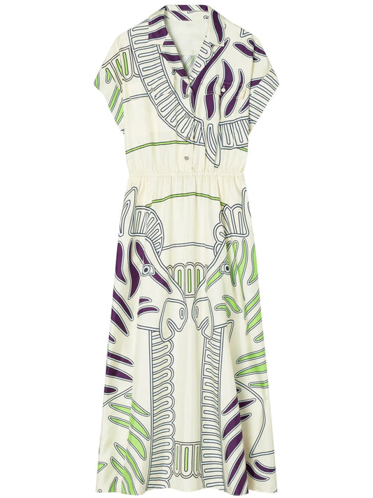 Printed Silk Twill Shirtdress