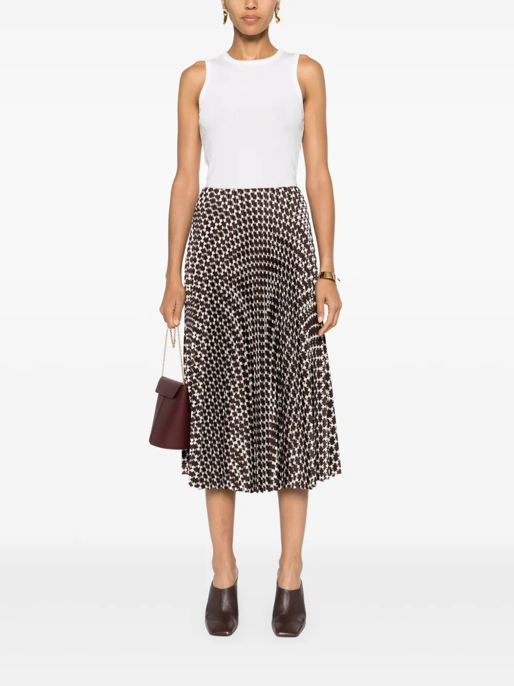 Plissé Geometric Midi Skirt