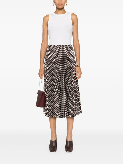 Plissé Geometric Midi Skirt
