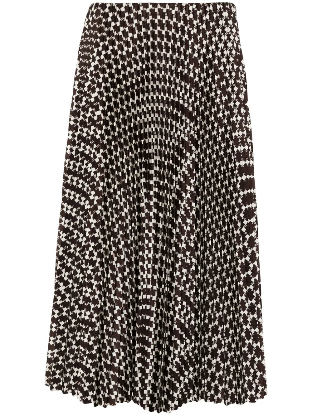 Plissé Geometric Midi Skirt