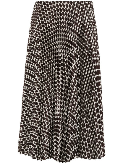 Plissé Geometric Midi Skirt
