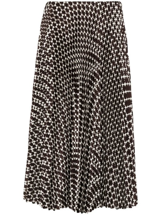 Plissé Geometric Midi Skirt
