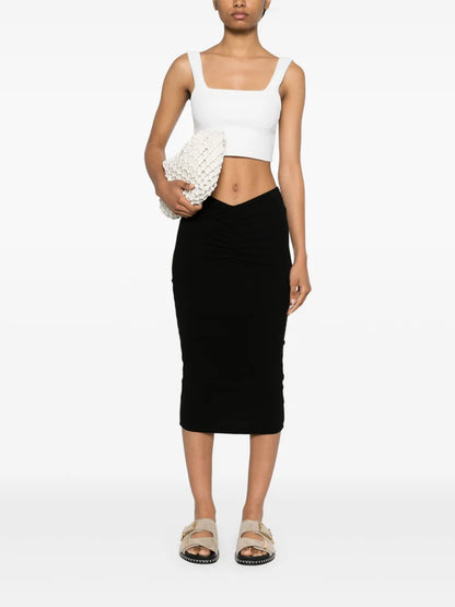 Ruched Jersey Midi Skirt