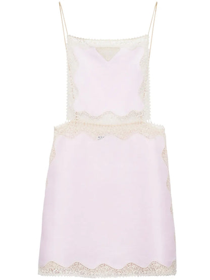 Lace-Trimmed Linen Minidress