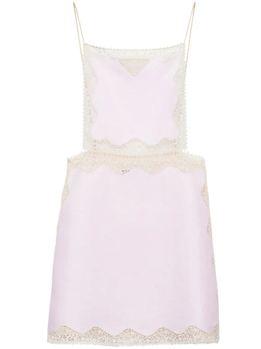Lace-Trimmed Linen Minidress