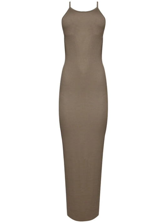 Spaghetti-Strap Fitted Maxi Dress