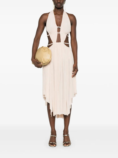 Cut-Out Draped Midi Dress